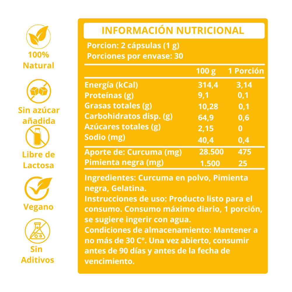 OFERTA 2X CAPSULAS DE CURCUMA CON PIMIENTA NEGRA - 100% NATURAL