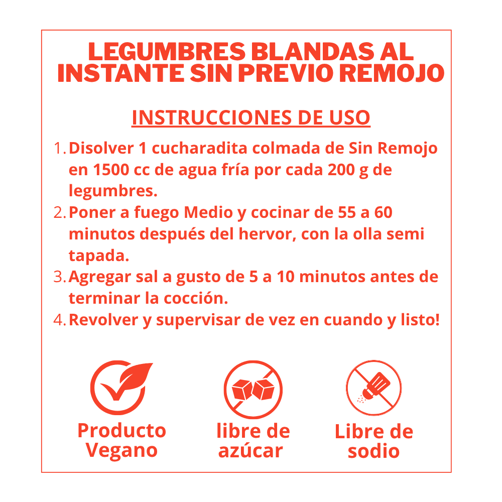 Sin remojo - ablandador de legumbres